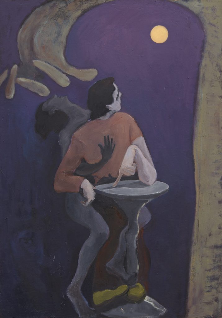 Romance Accompanies, 2019, Oil on canvas, 100 × 70 cm  | 《与浪漫作伴》，2019年，布面油画，100 x 70厘米